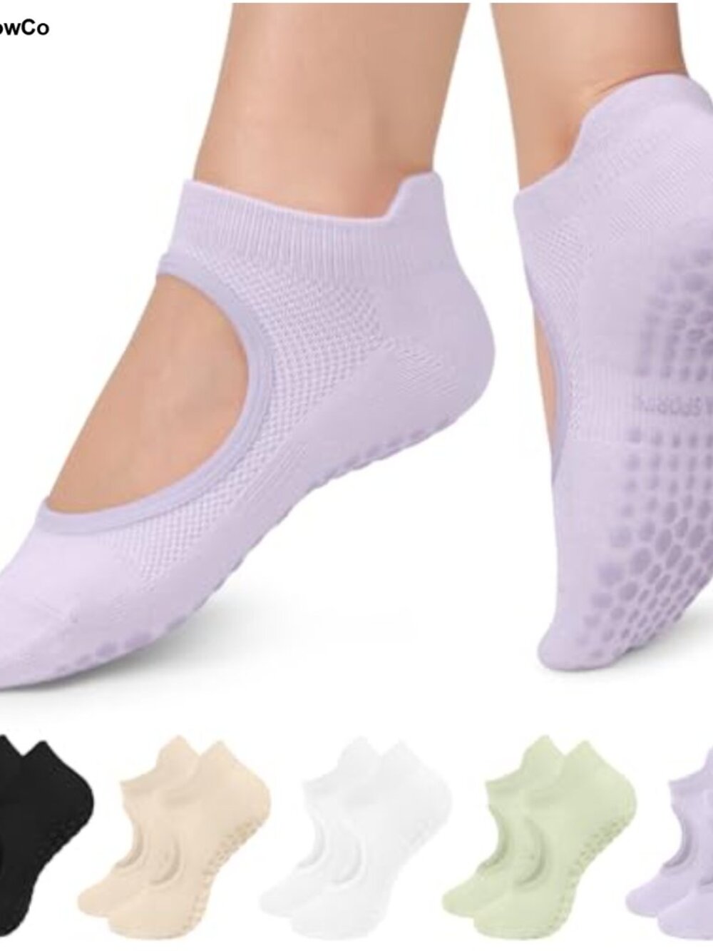 5 Pairs Non-Slip Yoga Socks Women Cotton with Grips Pilates Barre Ballet